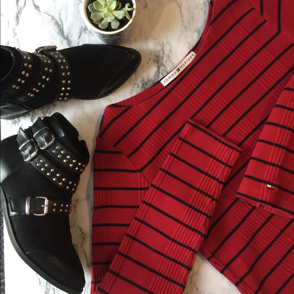 Tommy Hilfiger Ribbed Striped Long Sleeve Top-Sz.M - Picture 4 of 8